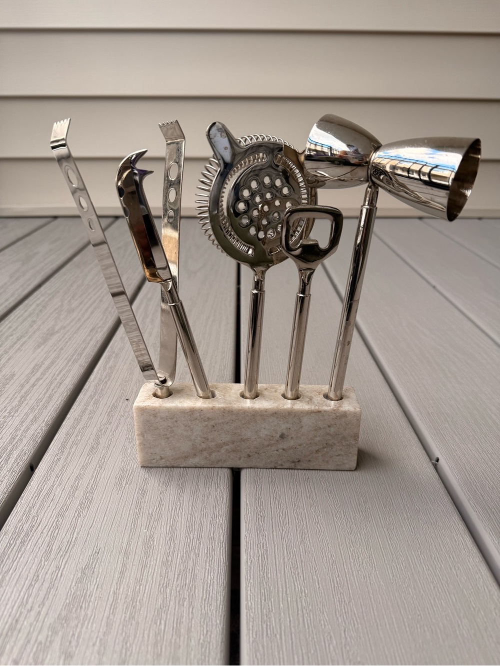 Anthropologie Bogart Bar Tools Set of 5 Marble Stand Cocktail Set